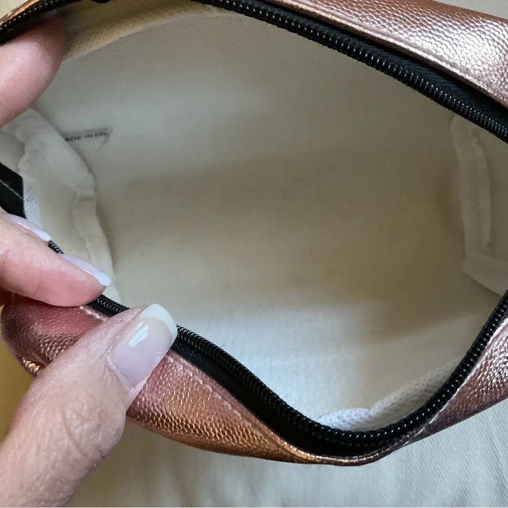Shiny Light Pink Metallic Cosmetic Pouch Bag